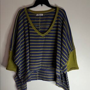 We The Free Blue and Green Striped Top